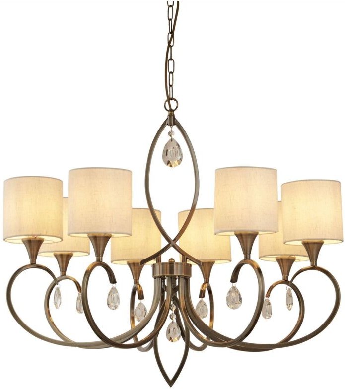 Searchlight Alberto - 8 Light Crystal Multi Arm Kronleuchter Creme, Antik Messing Finish, E14