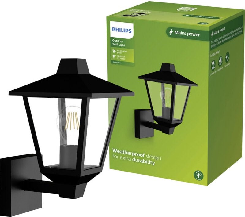 Led Kinno 929004141301 Außenwandleuchte E27 Schwarz - Philips