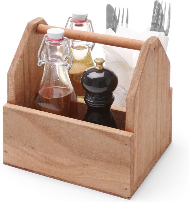 Tisch-Organizer für Gewürze und Besteck, Holz, mit Griff - Hendi 664315