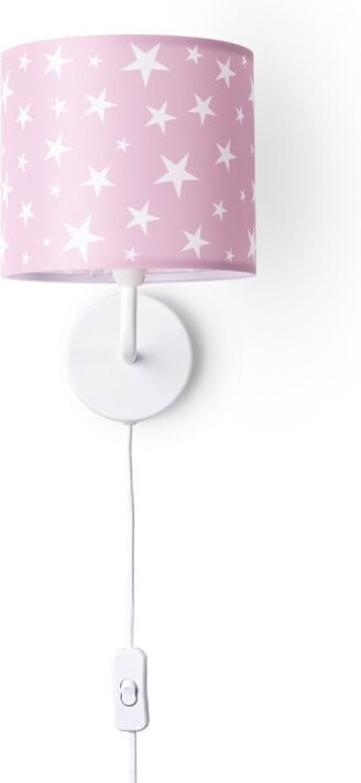 Paco Home Tischleuchte Kinderzimmer Stofflampenschirm Rund Wandleuchte Mond Sterne E14 Wandleuchte - Weiß, Design 7 (Ø18...