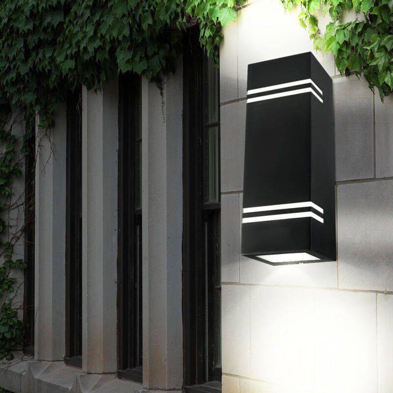 V-tac - Doppelter LED-Wandstrahlerhalter 2GU10 Quadratisch Aluminium Schwarz IP44