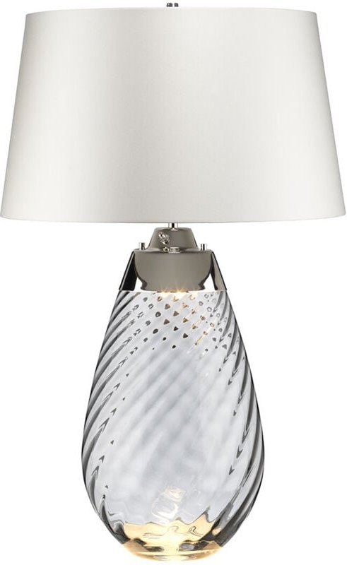 Elstead Lena 2 Light Große Rauchtischlampe mit cremefarbenem Schirm, rauchgetöntem Glas, cremefarbenem Schirm, E27