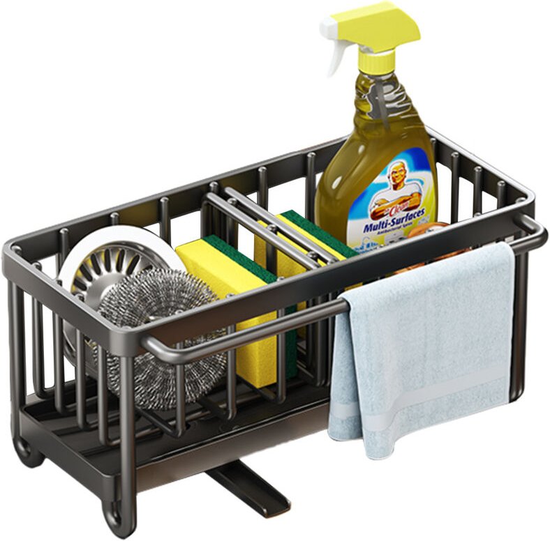 Spülbecken-Schwammhalter, Spülbecken-Organizer, rostfreier 304 Edelstahl-Spülschwamm-Organizer mit Trennwand