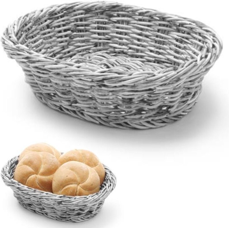 Thumbnail - Ovaler Brotkorb aus Polypropylen, grau, 250x190x65 mm - Hendi 426616
