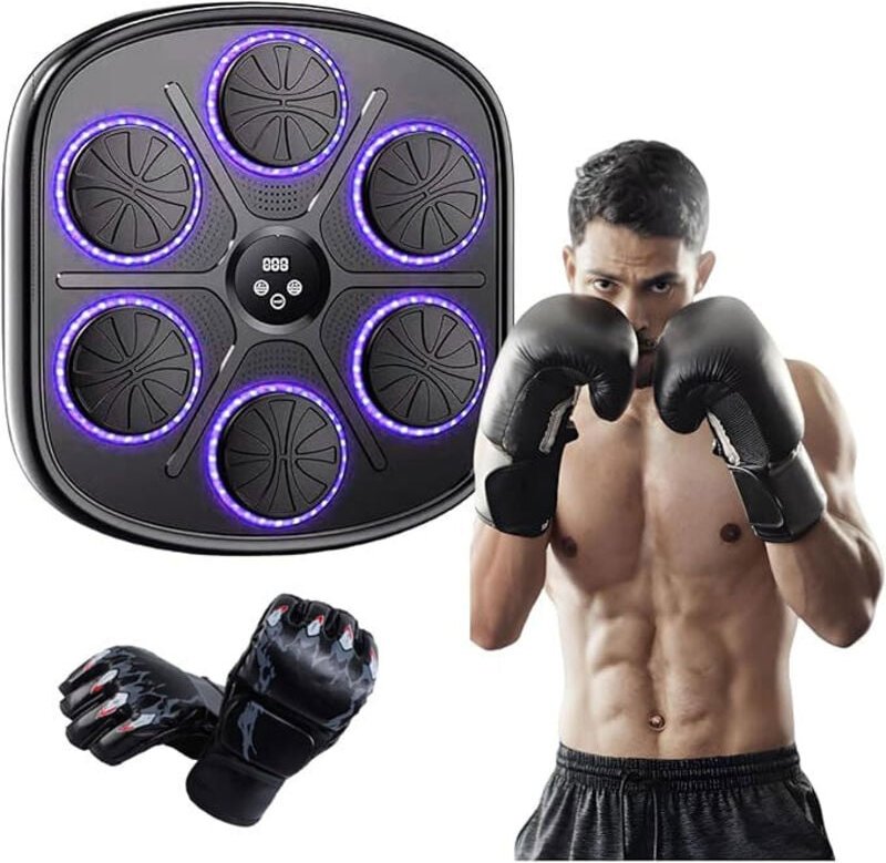 Musik Boxen Maschine,Zuhause Smart Boxing Ziel Workout Maschine,Wandmontierte Boxmaschine mit Handschuhen Für Home Exerc...