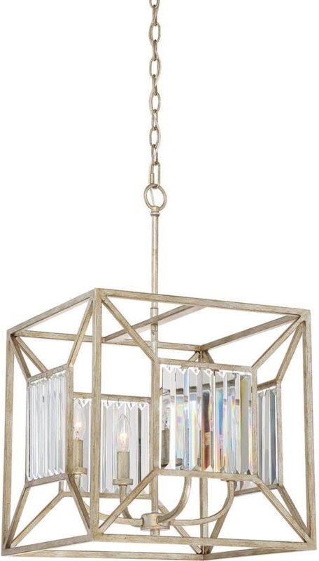 Hängeleuchte Deckenlampe Pendellampe Kristalle Vintage-Gold 4 Flammig D 40,6 cm