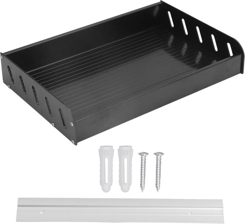 Schwarzes, wandmontiertes Gewürzregal, geräumiges Design mit dreiseitiger Reling, schönes Aufbewahrungsregal für Kücheng...