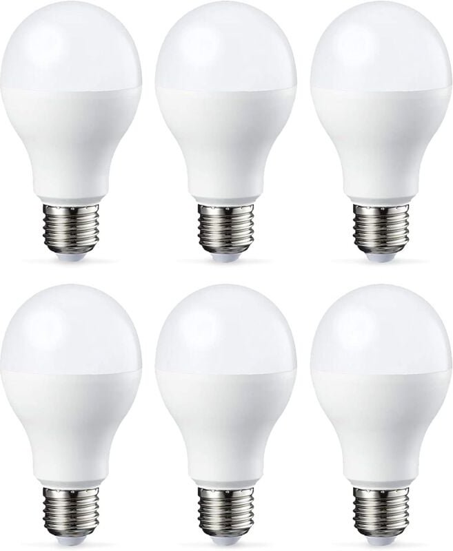 Set mit 6 LED-Lampen mit E27-Schraubsockel, 18 w (entspricht 180 w), Kaltweiß, nicht dimmbare Intensität