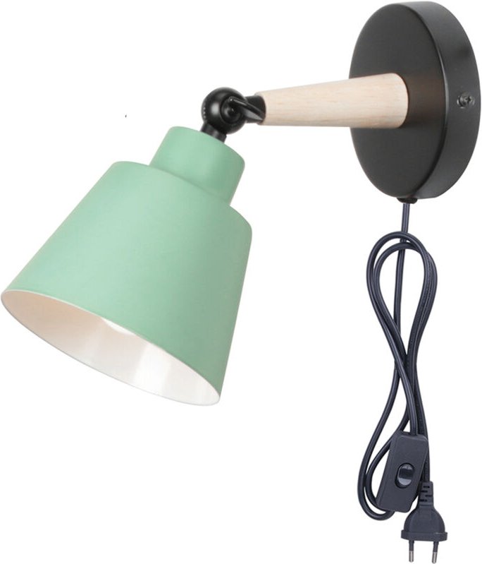 STOEX Wandleuchte aus Eisen Holz Wandlampe mit Schalter und Stecker Vintage Verstellbare E27 für Wohnzimmer Schlafzimmer...