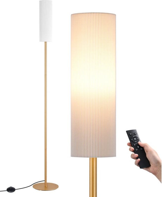 EDISHINE Stehlampe Wohnzimmer 165cm, Stehleuchte Gold mit Fernbedienung & E27 Glühbirne (3 Farbtemperaturen 3000K-6000K)...