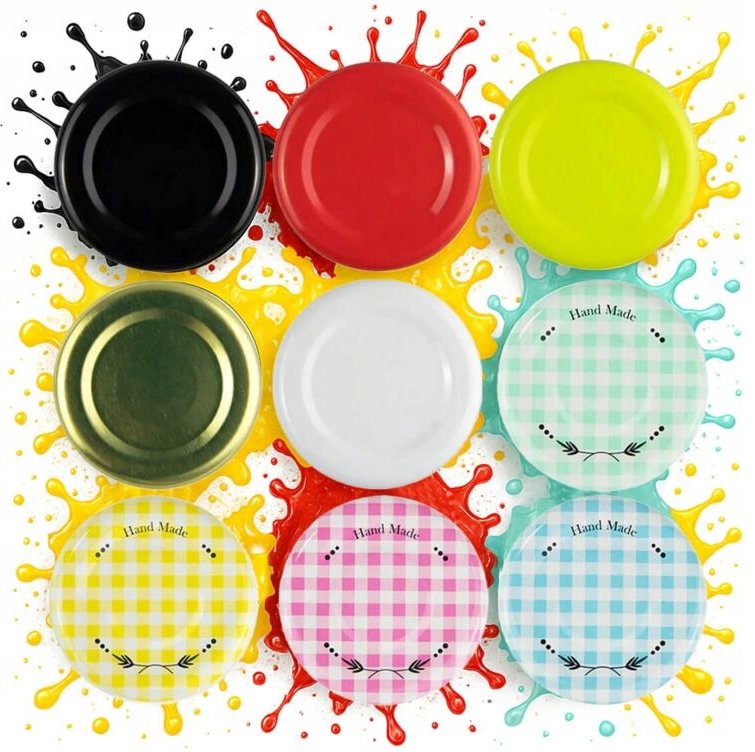 10 Deckel, 43 mm Durchmesser, für Kubuś-Gläser und -Flaschen, verschiedene Farben, Säfte