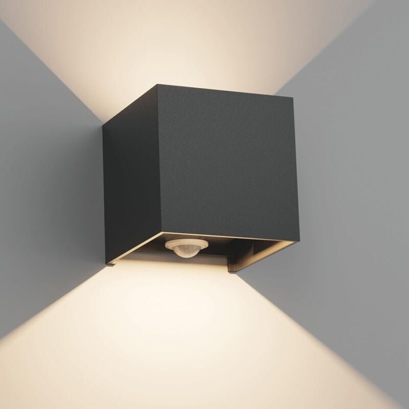 12W Außenwandleuchte mit Bewegungsmelder, IP65 Außen-/Innenwandbeleuchtung mit verstellbarem Abstrahlwinkel, Auf- und Ab...