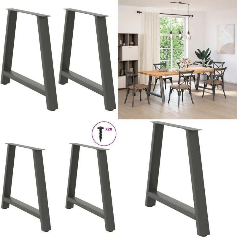 vidaXL Couchtischbeine A-Form 2 Stk. Anthrazit 100x(72-73) cm Stahl