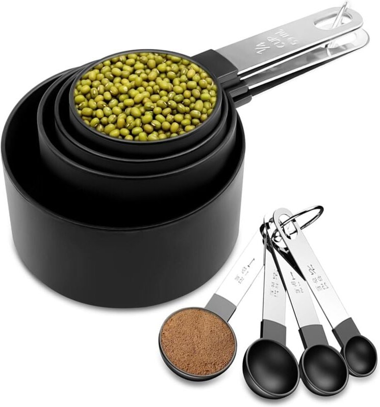 8-teiliges Messbecher- und -löffel-Set, Messlöffel-Set beinhaltet 4 Messlöffel und 4 Messbecher, Messlöffel zum Messen v...