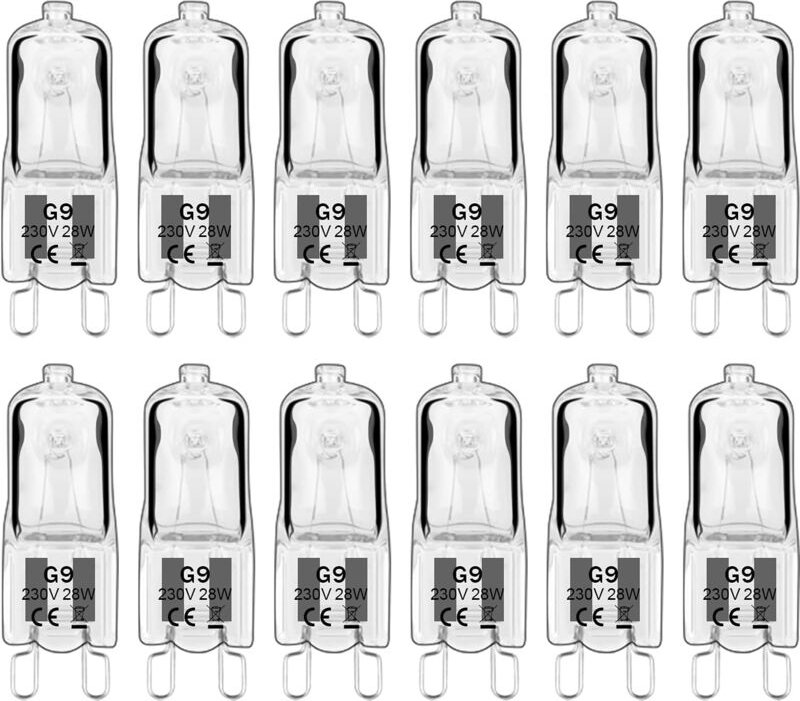 Bluedeer - 12 Stück G9 Halogenlampen, G9 Leuchtmittel 230V 28W 480lm, 2800K Warmweiß, dimmbare Kapselbirnen, flimmerfrei...