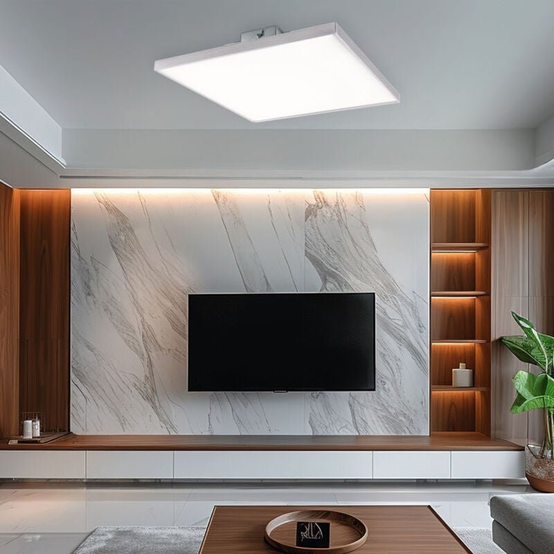 Led Aufbauleuchte satiniert quadratisch Deckenpanel nickel-matt Deckenleuchte Aufbaulampe Modern, Metall, 24W 1970Lm war...