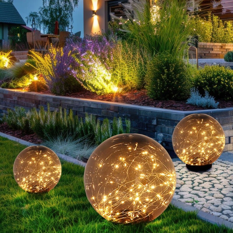 Solarlampe Gartendeko Solarkugeln Außen led Gartenlampe Steckleuchte Erdspieß, Kunststoff rauch, d 15 cm, 20 cm, 25 cm, ...