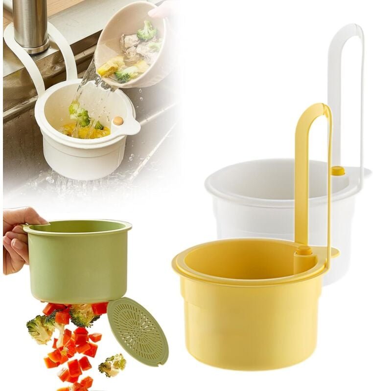 Hängender Spülbecken-Siebeinsatz, selbstreinigend, schnell abfließend, feinmaschig - Abfall- und Gemüsefilter für Küchen...