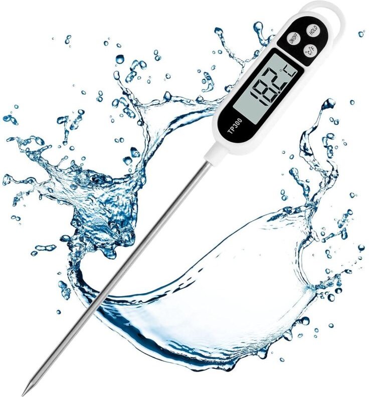 Digitales Küchenthermometer mit langer Sonde, Sofortablesungs-Thermometer für Fleisch, Öl, Milch, Wein, Grillgut und hei...