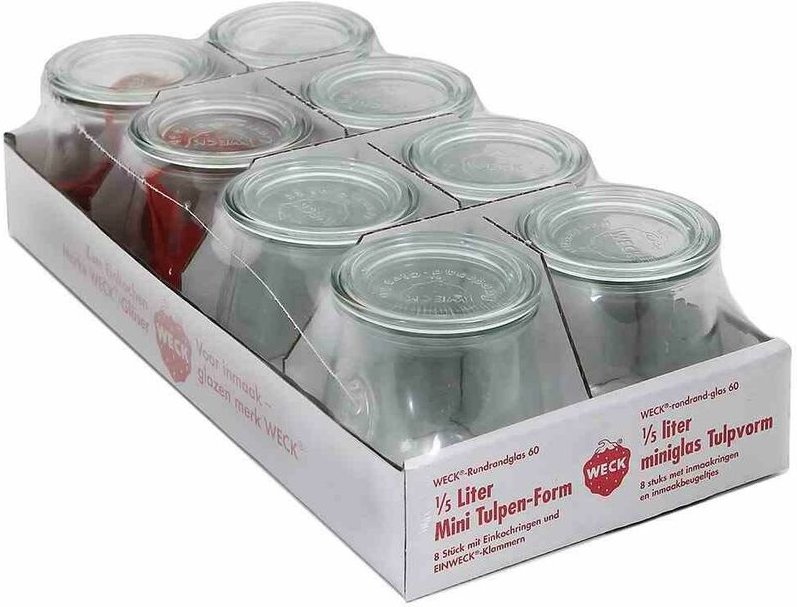 Minitulpenform-Glas 8er-Tray 220 ml mit Ringen und Klammern