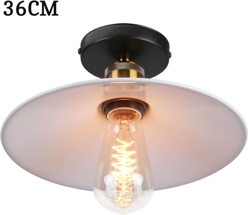 Axhup - Pendelleuchte Weiß Hängelampe mit Ø36cm Lampenschirm Kronleuchter Art Edison Lampe E27 Fassung für Loft Wohnzimm...