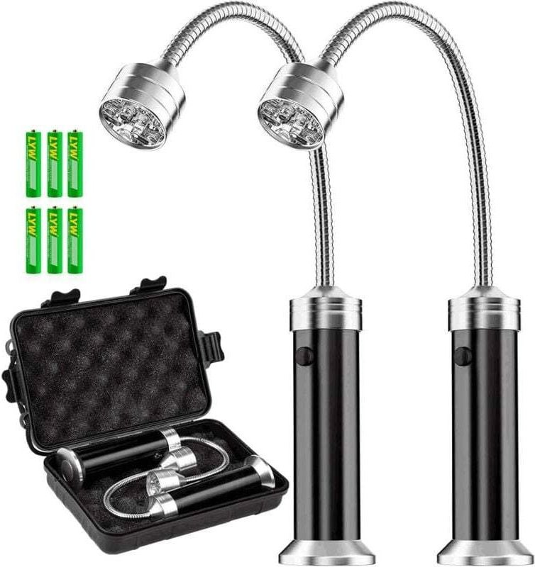 XVX - LED-Grilllichter, 2er-Pack mit Magnetfuß, 360-Grad-Drehung, flexibel und verstellbar für Grillen, Camping, Party, ...