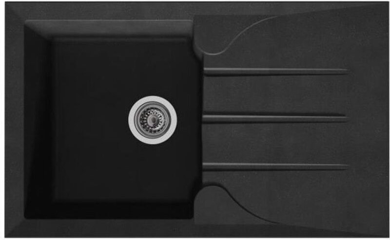 STRADOUR Evier Küche a encastrer 1 bac + 1 égouttoir Aloa - Résine --- 81 x 50 cm - Noir