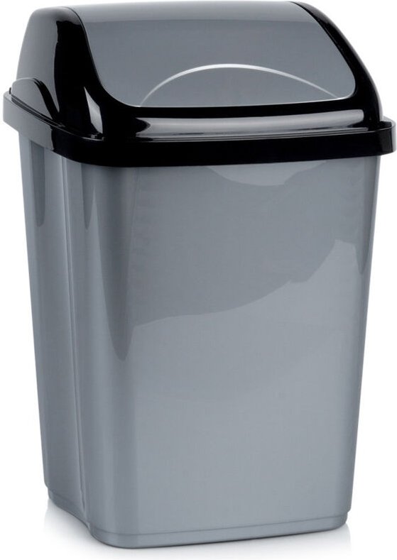 Plastic waste bin gray 16 l 8