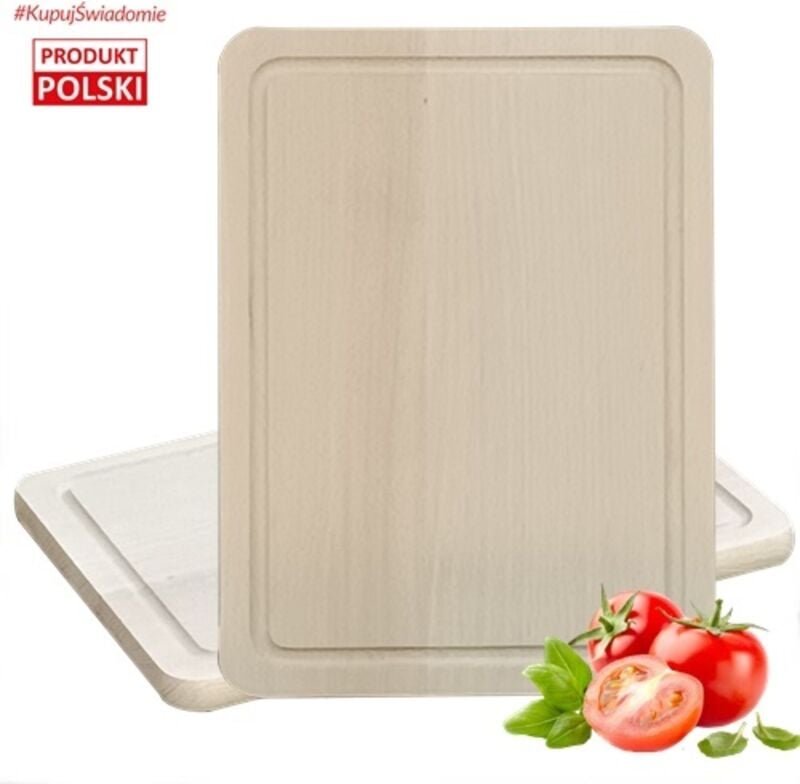 Schneidebrett aus Buche, 31 x 23 x 1,6 cm, mit Nut, polierte Ware