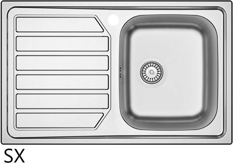 Einbauspüle aus Edelstahl Mod. LS04 80x50 cm mit linker Abtropffläche