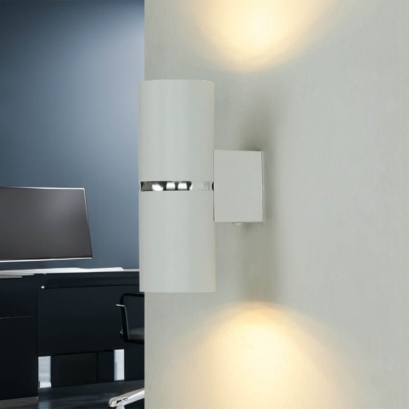 Licht-erlebnisse - Wandlampe Metall GU10 Up Down 15 cm hoch Weiß Chrom 2-flammig länglich