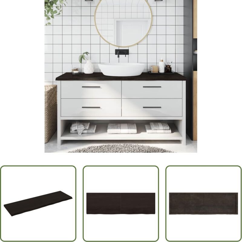 vidaXL Eichenholz Waschtisch - Waschtischplatte Dunkelbraun 160x50x(2-4)cm Massivholz