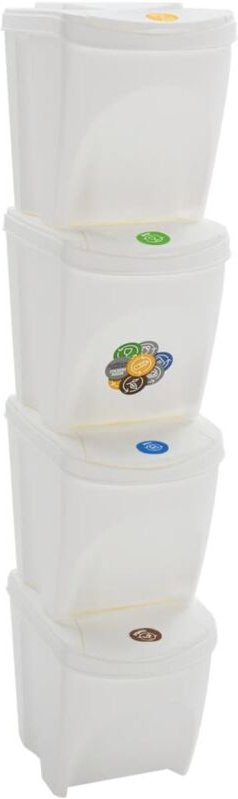 Stapelbare Mülleimer 4 Stk. Weiß 100 l Polypropylen Vidaxl 560103