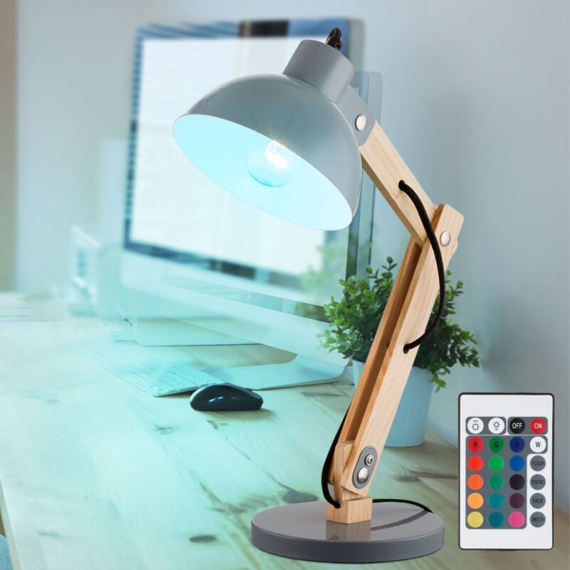 Holz Tischleuchte dimmbar mit Fernbedienung led Nachttischleuchte Schlafzimmerlampe verstellbar, rgb Farbwechsel 8,5 w 8...