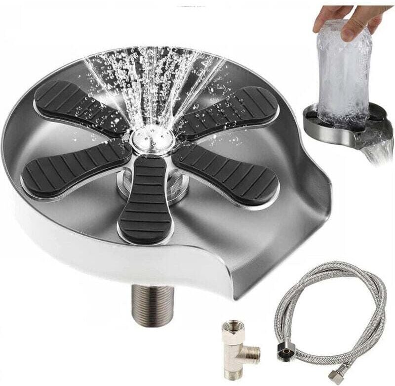 Lavavetri per lavello da cucina, lavavetri in acciaio inox, detergente per bottiglie d'acqua e tazze da caffè, strumento...