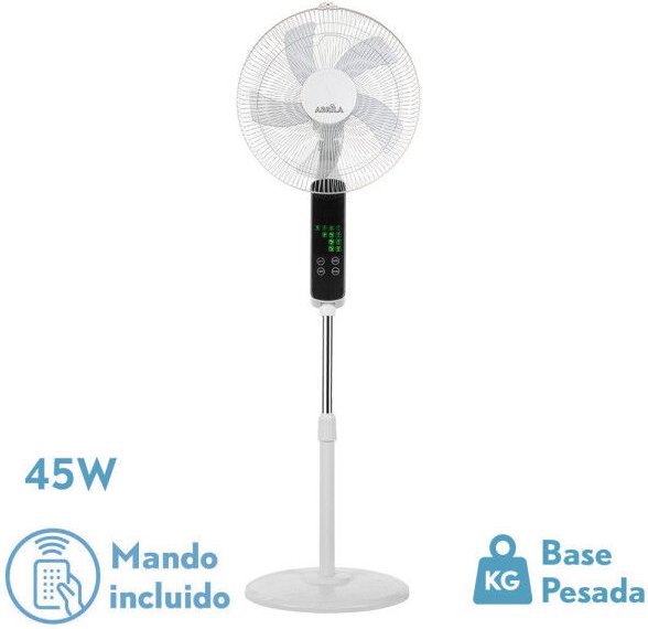 Abrila -Ventilator de Foot rodium Touchscreen Digital Schwarz mit fünf Flügeln mit 3 Geschwindigkeiten 2 Positionen mit ...