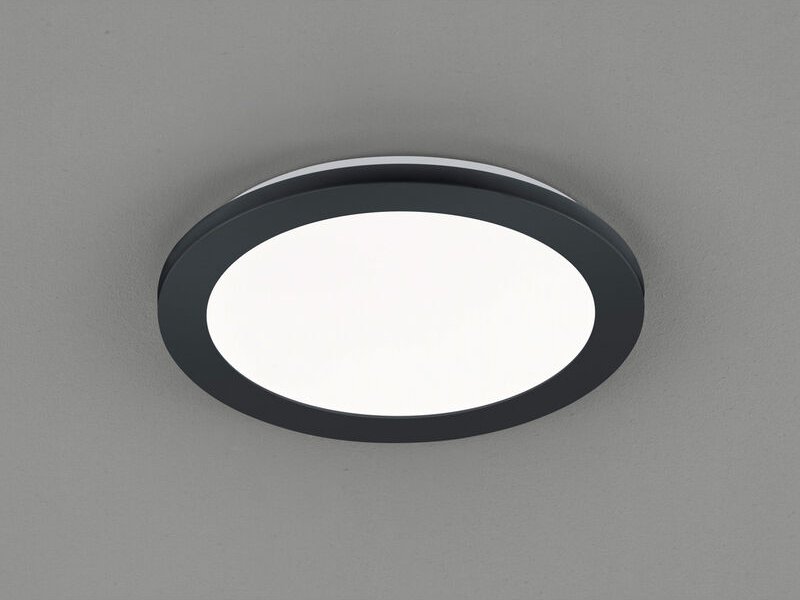 Trio - Dimmbare led Deckenleuchte camillus flache Badezimmerlampe Ø26cm schwarz IP44