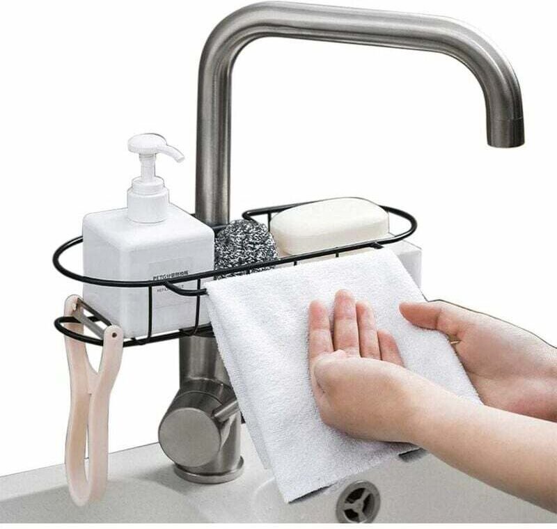 Metallener Küchenschwammhalter, Spülbecken-Organizer, Aufbewahrungskorb, Spülschwammhalter, Ablage für Küchenarmaturen u...