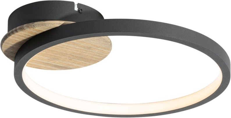 Moderne Deckenleuchte Schwarz mit Holz inkl. led 3-Stufen-Dimmbar - Alec