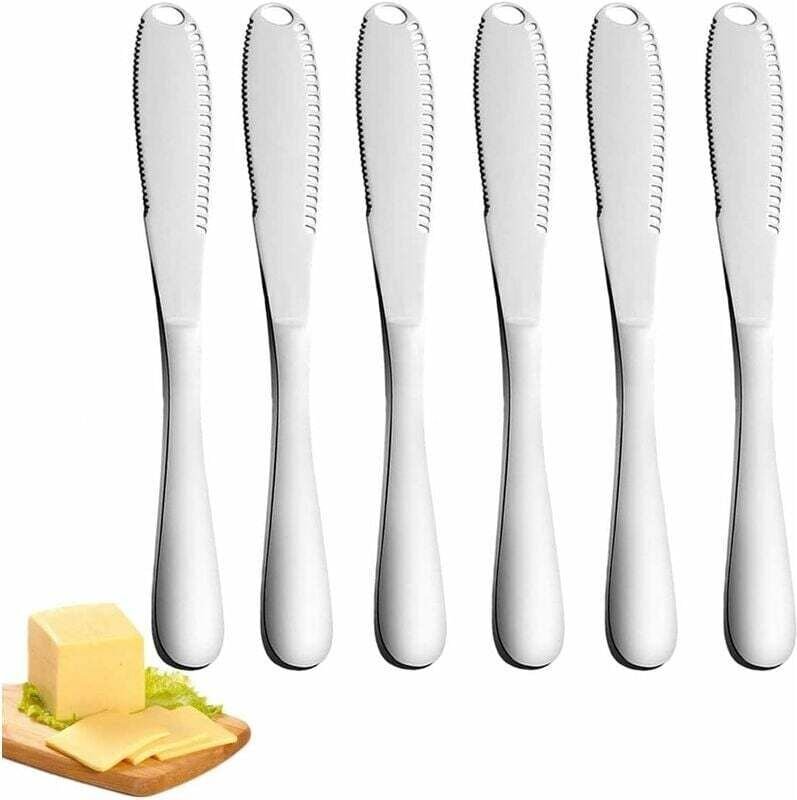 Buttermesser, 6 Stück Butterverteiler mit gezackter Kante, professionelles 3-in-1-Buttermesser zum Schneiden von Gemüse,...