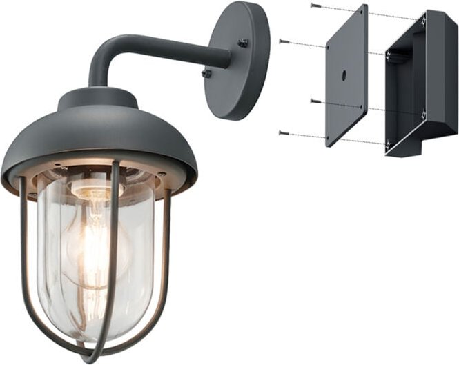 Meinewunschleuchte - Vintage Außenwandleuchte Laterne in Anthrazit mit Eckbefestigung für Hausecke