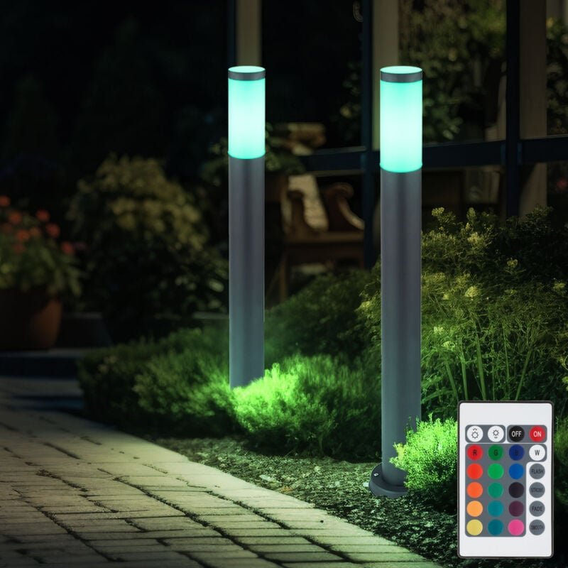 2er Set Außen Steh Leuchte anthrazit Fernbedienung Garten Außen lampe dimmbar im Set inkl. rgb led Leuchtmittel