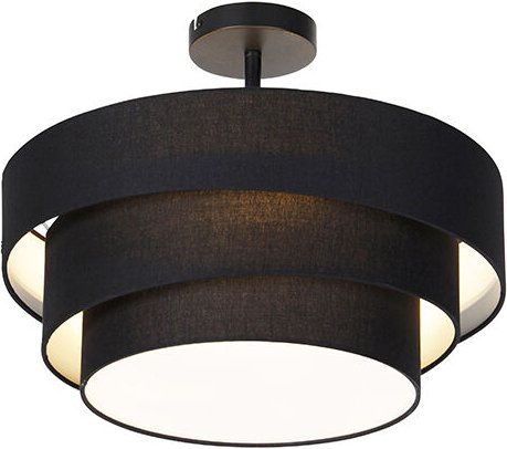 Moderne Deckenleuchte schwarz 45 cm 3-flammig - Drum Trio