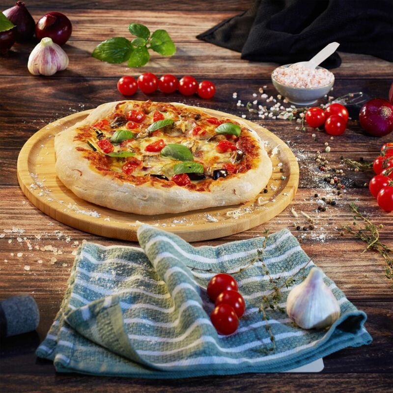 Bambus pizza und servierbretter set 32 cm 2er pack