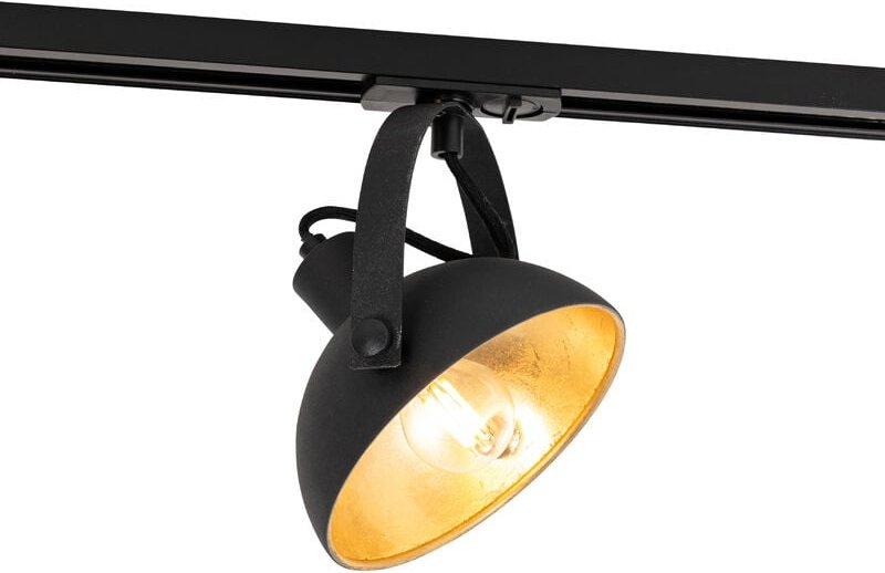Industrieller 1-phasiger Schienenstrahler schwarz mit goldfarbenem Innenleben - Iconic Magnax