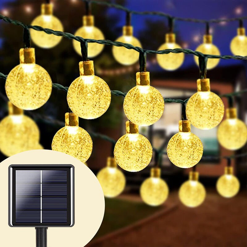 Solar-Lichterkette für den Außenbereich, 12 m, 100 LEDs, wasserdicht, für Garten, Rasen, Pavillon, Veranda, Hof, Hochzei...