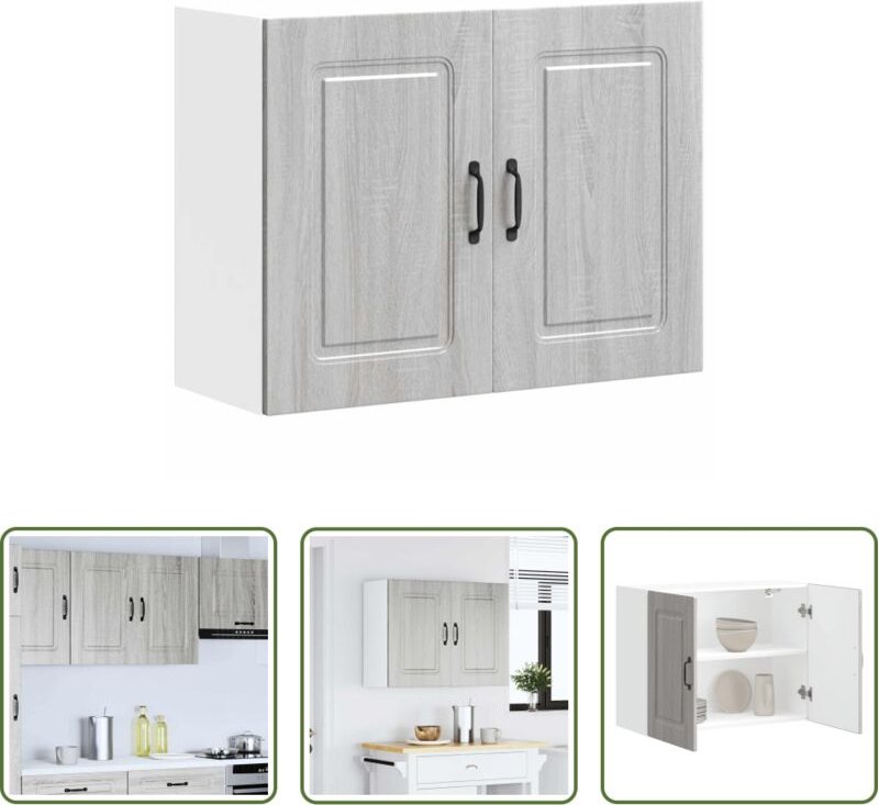 vidaXL Küchenregal - Küchen-Hängeschrank Kalmar Grau Sonoma Holzwerkstoff