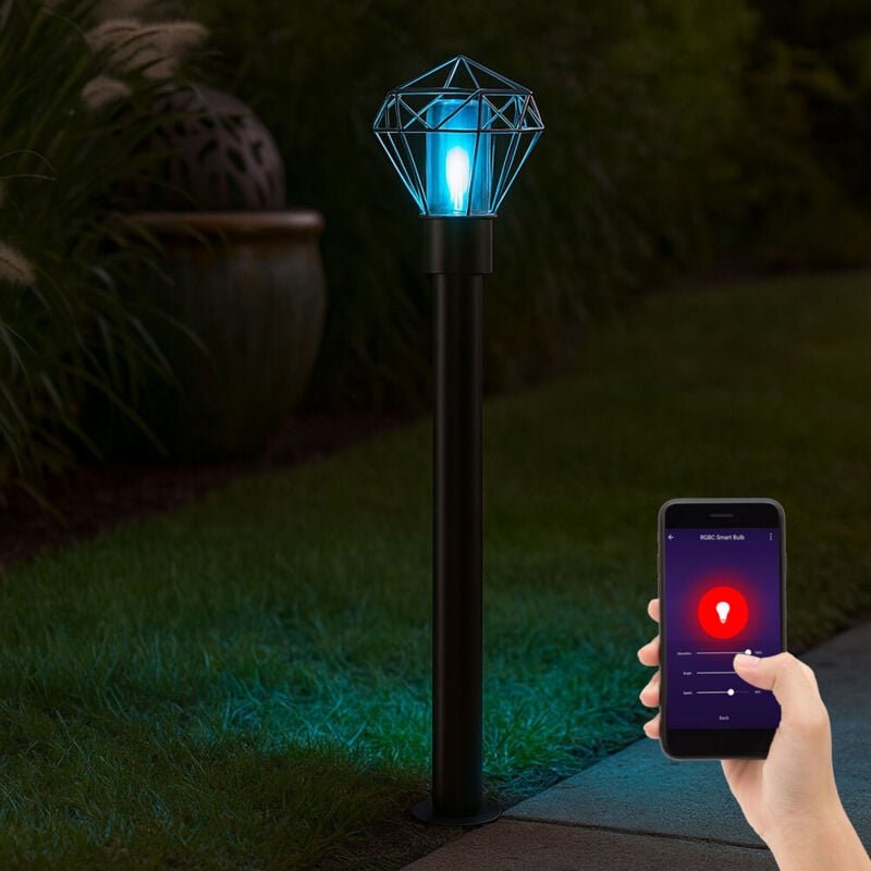 Thumbnail - Smart led Stehlampe dimmbar Terrassenlampe Außenleuchte Industriell led Wegelampe schwarz Edelstahl Sockelleuchte, rgb F...