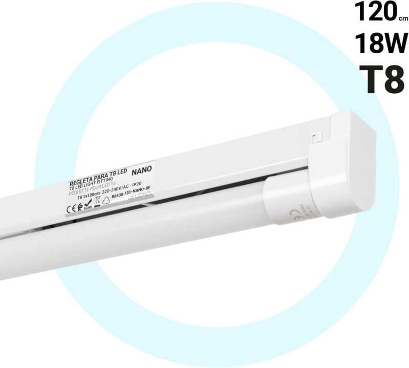 Kit Röhrenhalterung + LED-Röhre T8 - 18W - 120cm