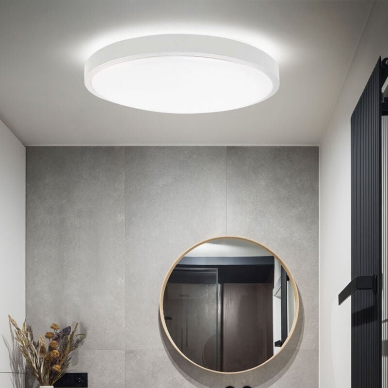 V-tac - Deckenlampe Badezimmerleuchte Wohnzimmerlampe Deckenleuchte Flurlampe rund, Kunststoff weiß IP44, 1x led 24W 250...